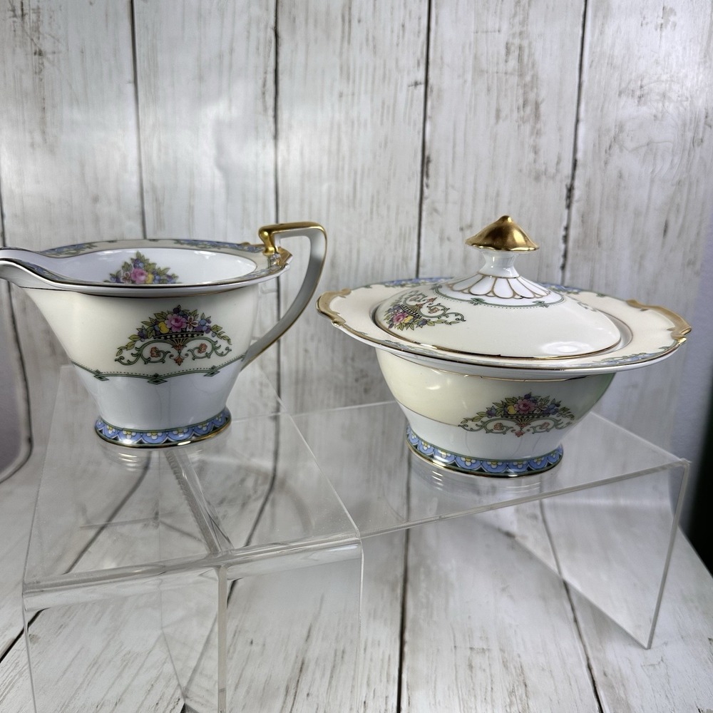 Vintage Noritake Favorita Morimura Gold Trim  Cream‎ and Sugar Bowl